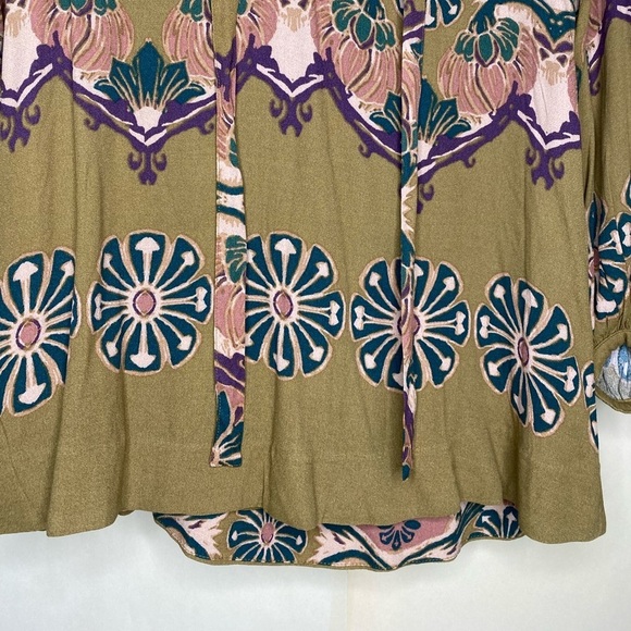 Free People NWOT Boho Green Long Sleeve Oversized Tunic Sz XS - Picture 6 of 8